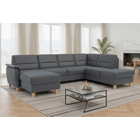 WOHNLANDSCHAFT PALMERA E in Echtleder Schwarz  - Eichefarben/Schwarz, Basics, Leder/Holz (163/308/212cm) - Sit & More