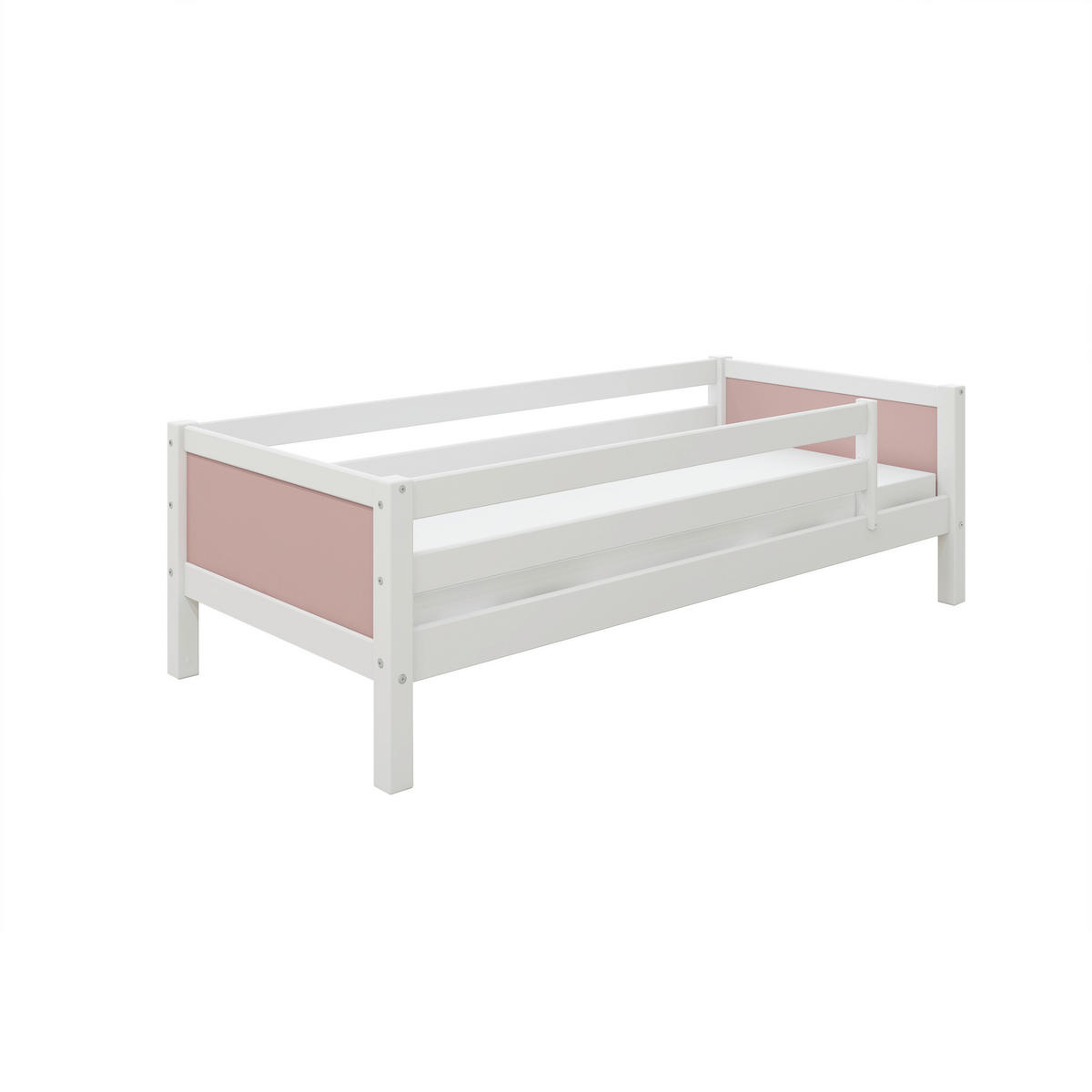 BETT 90/200 cm,  in Rosa, Weiß, Rollrost, Absturzsicherung  - Rosa/Weiß, MODERN, Holz (90/200cm) - Chameo