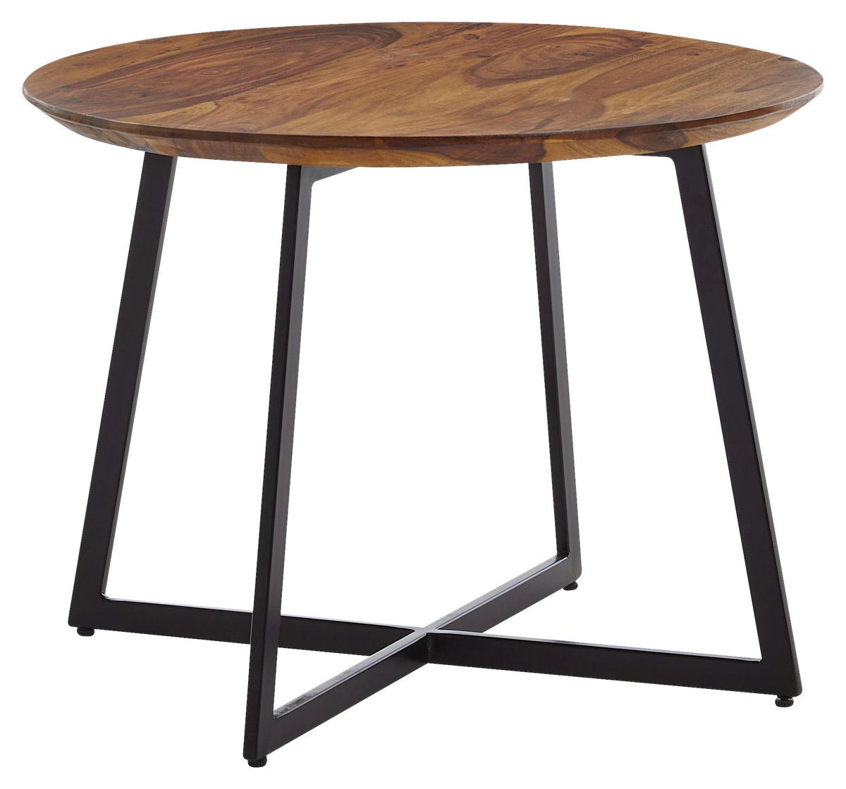 COUCHTISCH Sheesham massiv 60/60/45 cm rund Sheeshamfarben  - Sheeshamfarben/Schwarz, MODERN, Holz/Metall (60/60/45cm) - MID.YOU