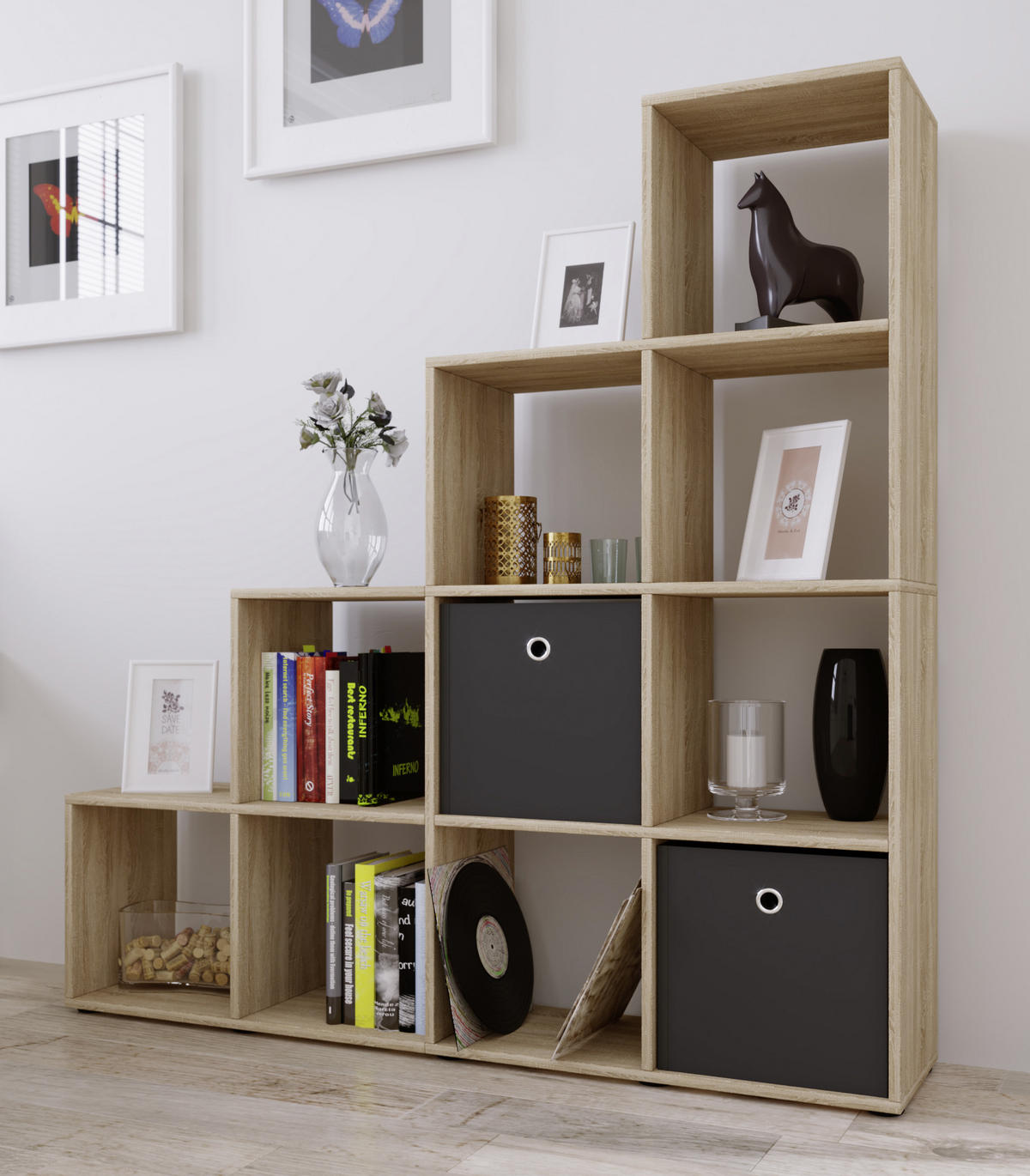 RAUMTEILER - Eichefarben/Schwarz, KONVENTIONELL, Holzwerkstoff/Kunststoff (142,5/138,5/29cm) - MID.YOU