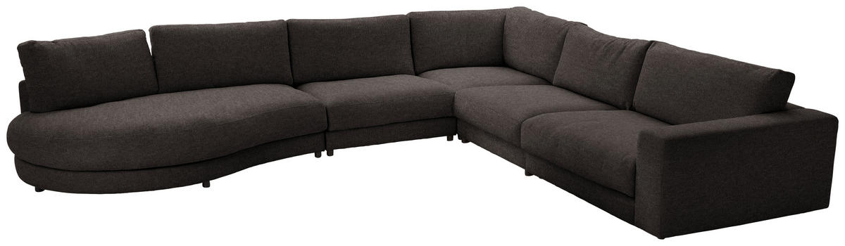 ECKSOFA in Flachgewebe Schwarz  - Schwarz, Design, Kunststoff/Textil (425/365cm) - Lomoco