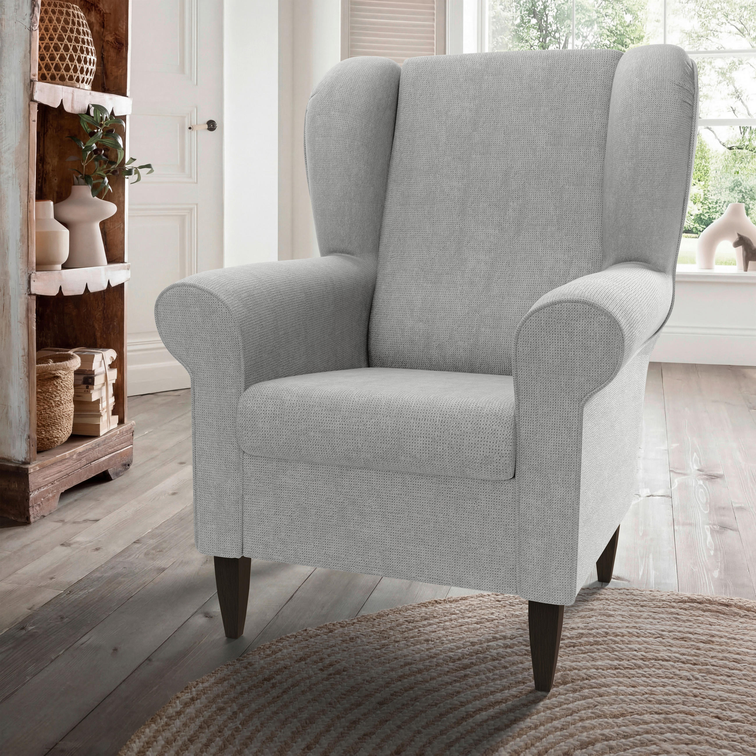 OHRENSESSEL ASINO Chenille  - Wengefarben, KONVENTIONELL, Holz/Textil (80/102/86cm) - Livetastic