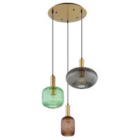 HÄNGELEUCHTE 55/130 cm    - Messingfarben/Grün, Design, Glas/Metall (55/130cm) - Globo