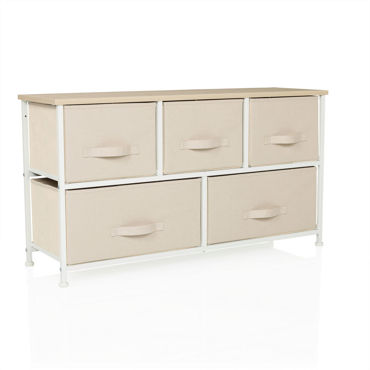 KOMMODE  in 100/55/30 cm  - Beige/Weiß, MODERN, Kunststoff/Textil (100/55/30cm) - MID.YOU