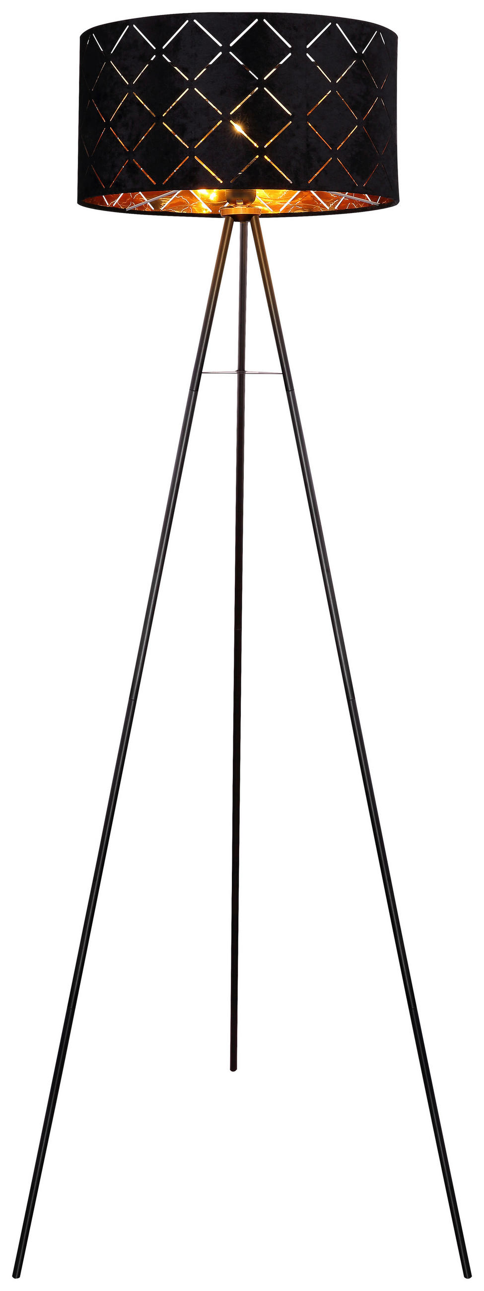 STEHLEUCHTE - Schwarz, Design, Textil/Metall (69/149cm) - Globo