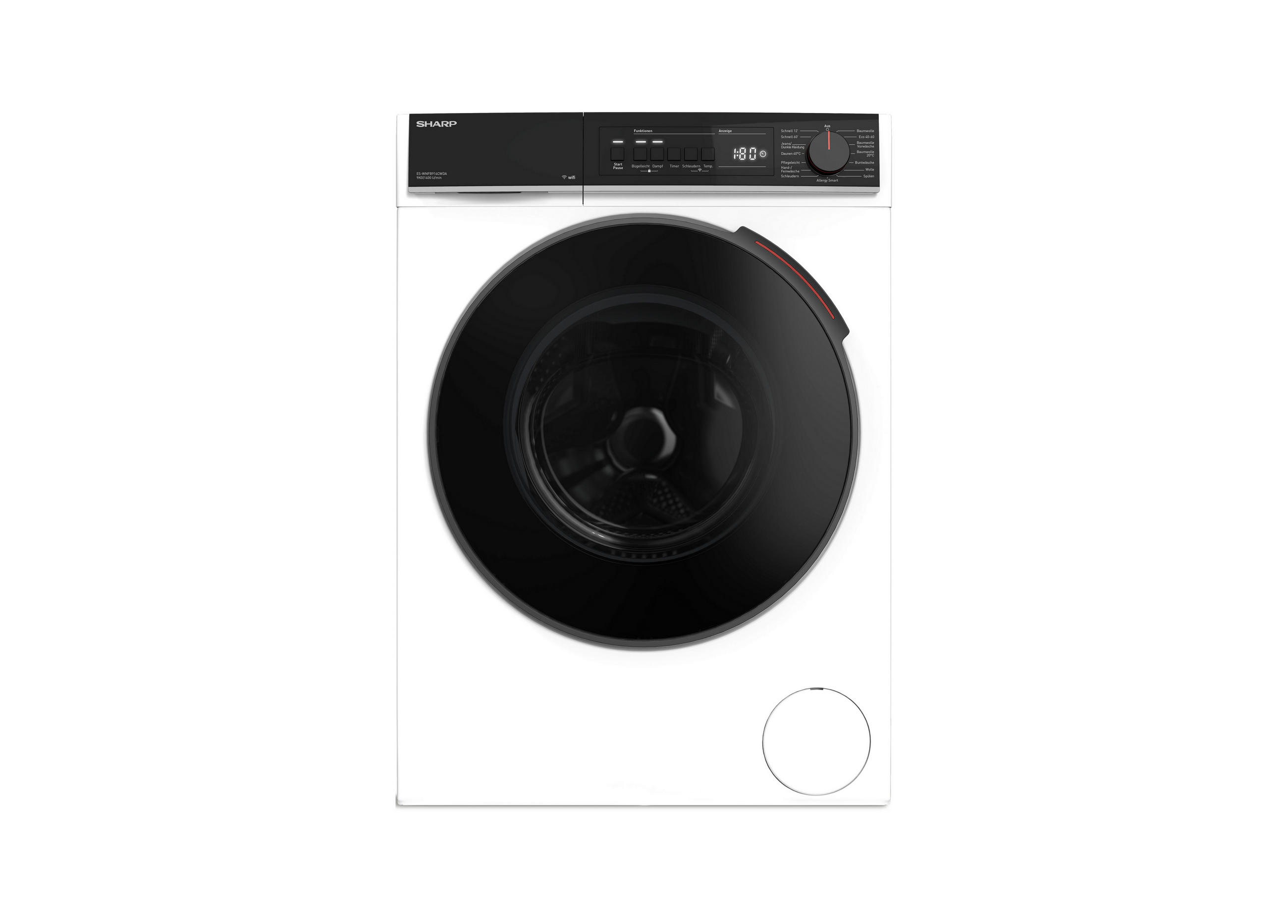 WASCHMASCHINE ES-WNFB914CWDA-DE  - Weiß, Basics, Glas/Kunststoff (59.7/84.5/58,2cm) - Sharp