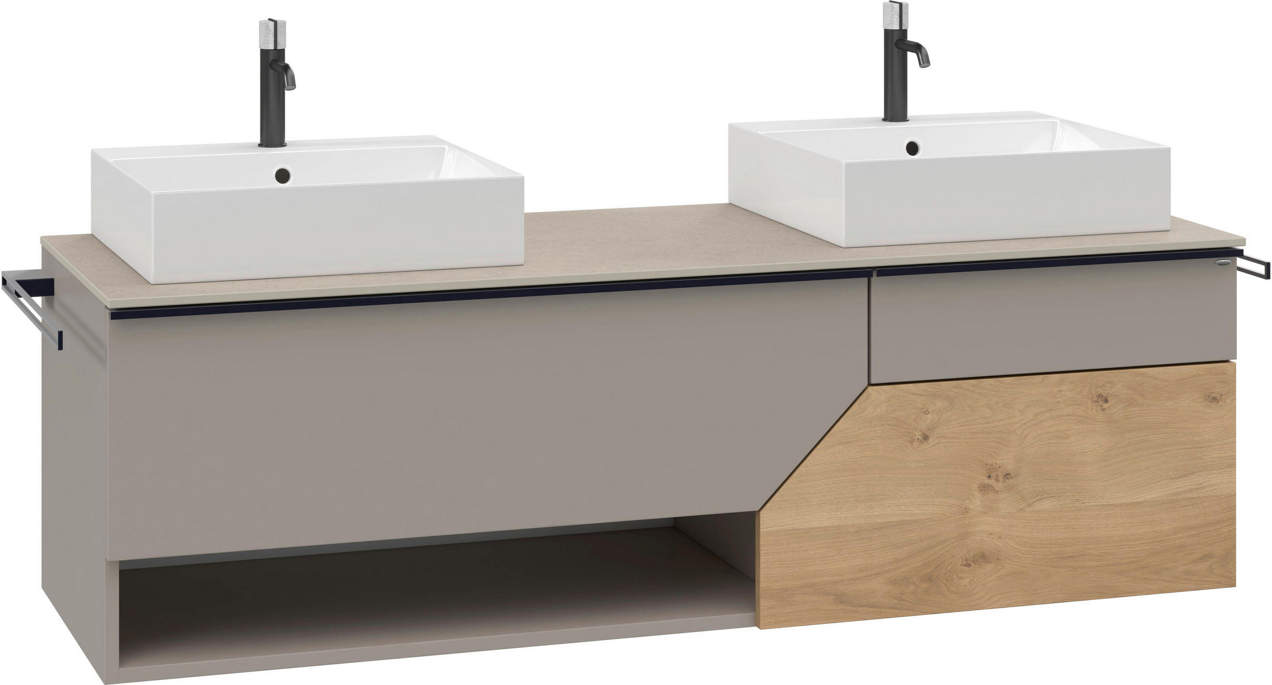 WASCHTISCHKOMBI 160 cm  - Eichefarben/Schwarz, LIFESTYLE, Holz/Keramik (160cm) - Voglauer