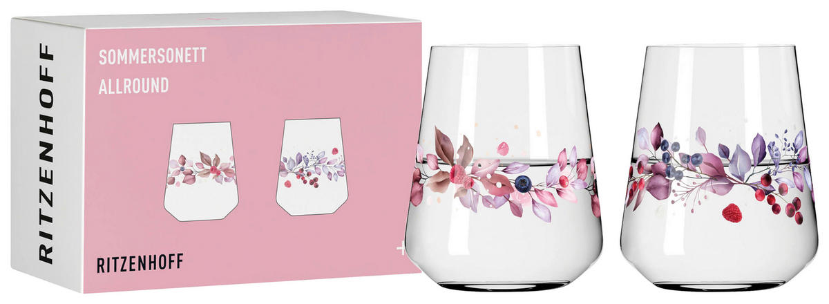 GLÄSERSET Sommersonett  2-teilig  - Pink/Transparent, Design, Glas (9.2/11.0cm) - Ritzenhoff