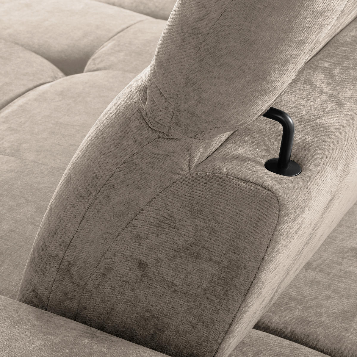 ECKSOFA  Webstoff Taupe  - Taupe/Schwarz, Design, Textil/Metall (268/195cm) - Livetastic
