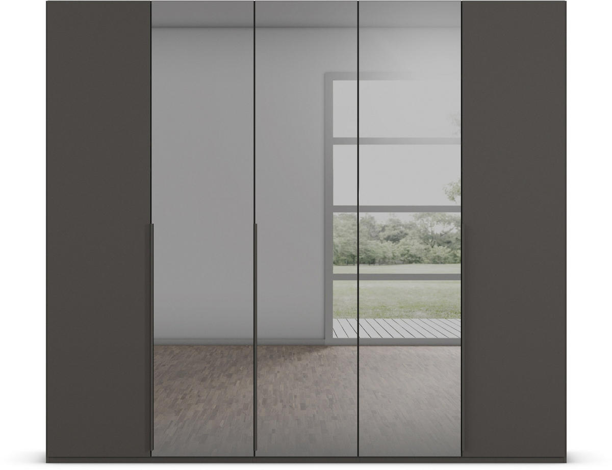DREHTÜRENSCHRANK in Graphitfarben, Grau  - Graphitfarben/Grau, Trend, Glas/Holzwerkstoff (251/223/61cm) - Rauch Möbel