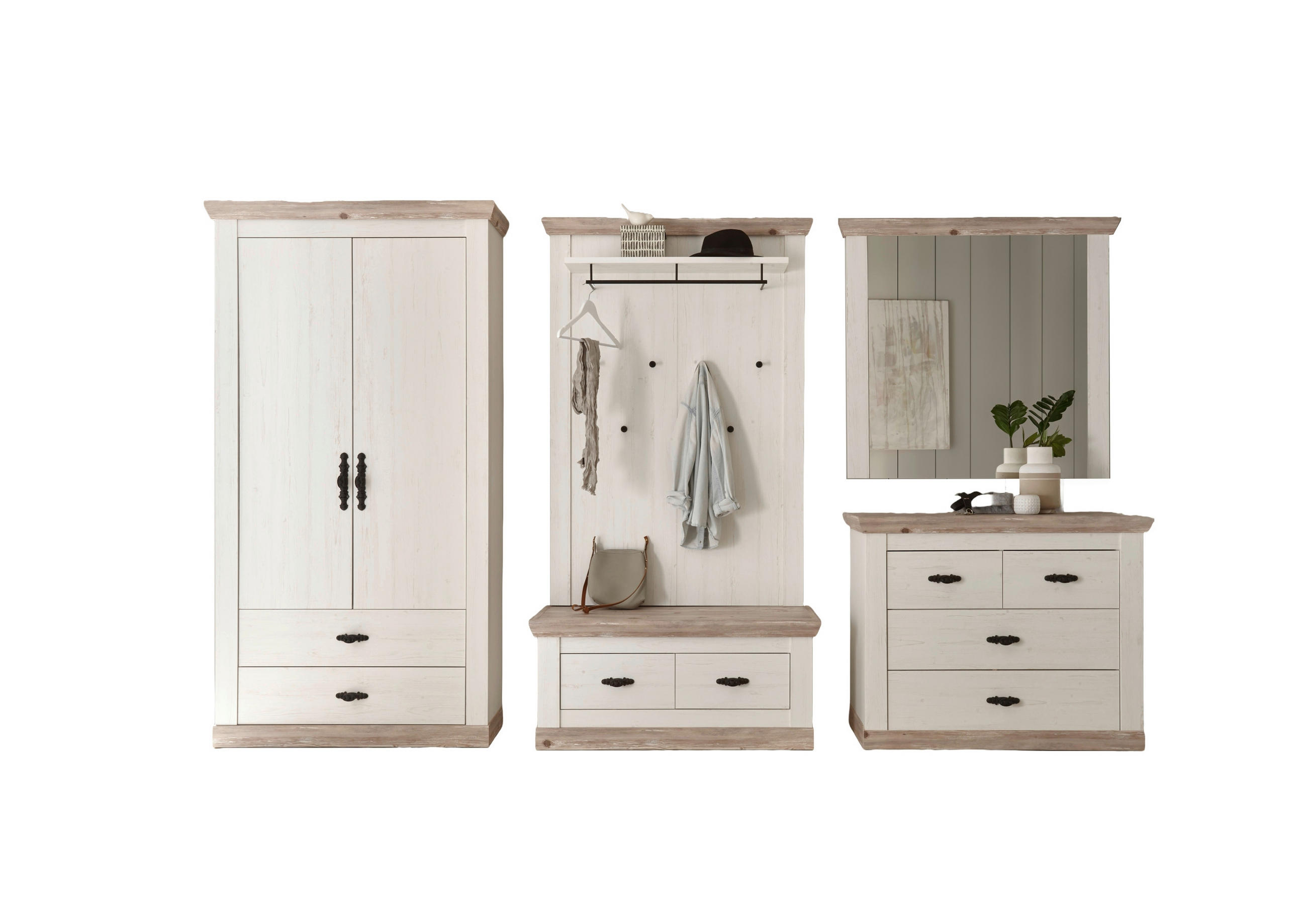 GARDEROBE 5-teilig  in 341/201/45 cm  - Hellbraun/Pinienfarben, Design, Holzwerkstoff (341/201/45cm) - MID.YOU