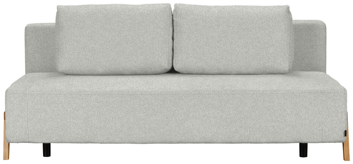 SCHLAFSOFA  mit Stoffauswahl, Liegefunktion, Schlafen auf Sitzhöhe Teddystoff Silberfarben  - Silberfarben/Naturfarben, Design, Holz/Textil (211/88/102cm) - Niels Andersson