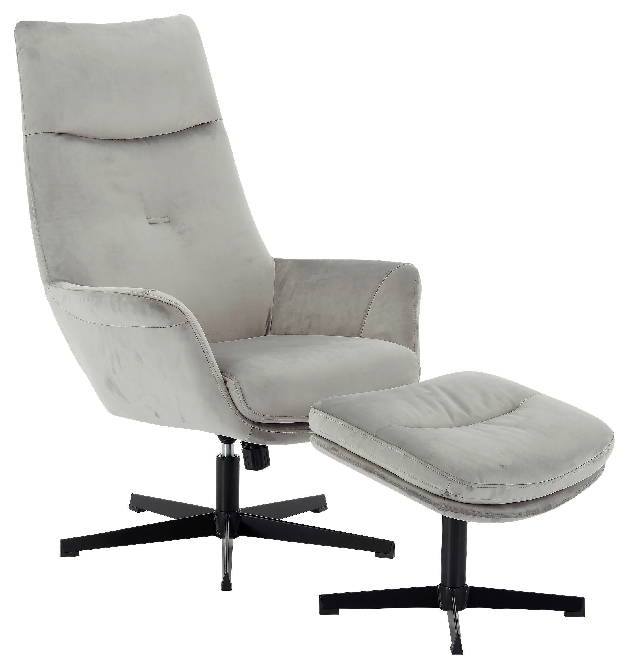 RELAXFÅTÖLJ SET i sammet grå, svart  - svart/grå, Design, metall/textil (74/108/84cm) - Hom`in