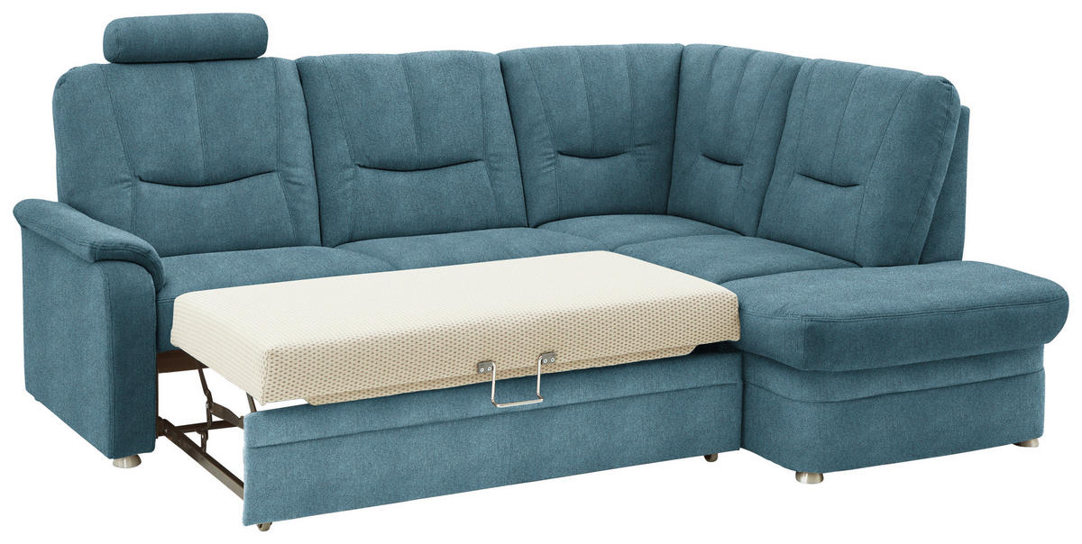 ECKSOFA  in Chenille Türkis  235/185 cm  - Türkis/Schwarz, KONVENTIONELL, Kunststoff/Textil (235/185cm) - Beldomo Comfort