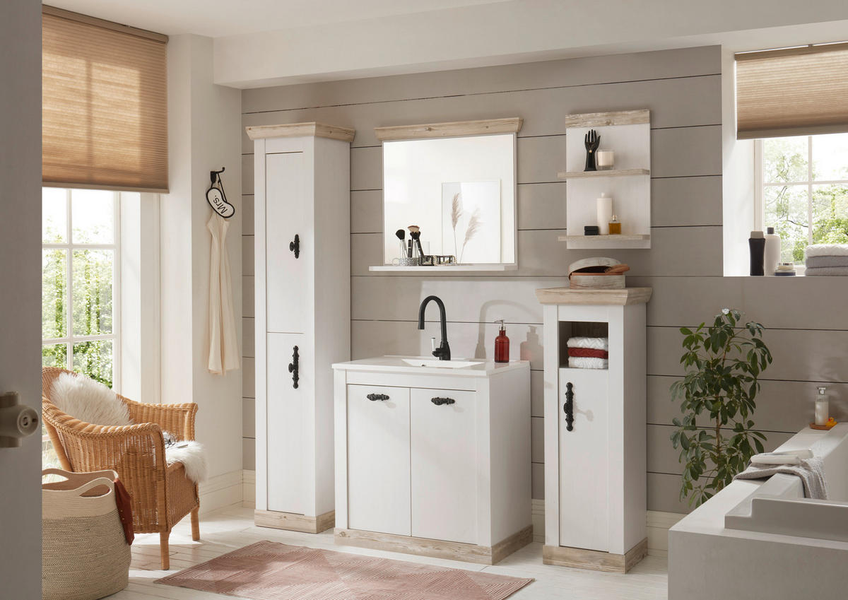 BADEZIMMER 5-teilig  in  - Schwarz/Weiß, Design, Naturmaterialien/Holzwerkstoff (205/200/46cm) - MID.YOU