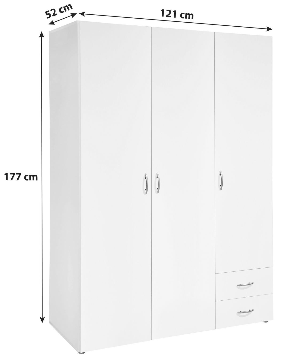 ORMAR S KLASIČNIM VRATIMA     - bijela/boje hrasta, Design, drvni materijal/plastika (121/177/52cm) - Carryhome