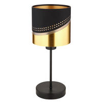 TISCHLEUCHTE - Goldfarben/Schwarz, Konventionell, Kunststoff/Textil (16/38cm) - Globo