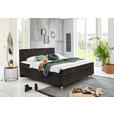 BOXSPRINGBETT 140/200 cm  in Graubraun  - Chromfarben/Graubraun, KONVENTIONELL, Kunststoff/Textil (140/200cm) - Hom`in