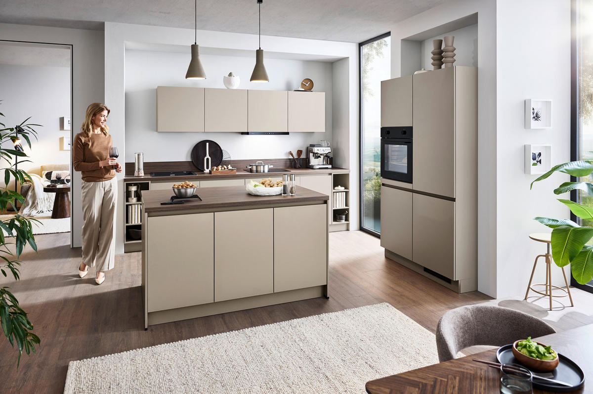 EINBAUKÜCHE   - Creme, KONVENTIONELL, Holzwerkstoff - Welnova