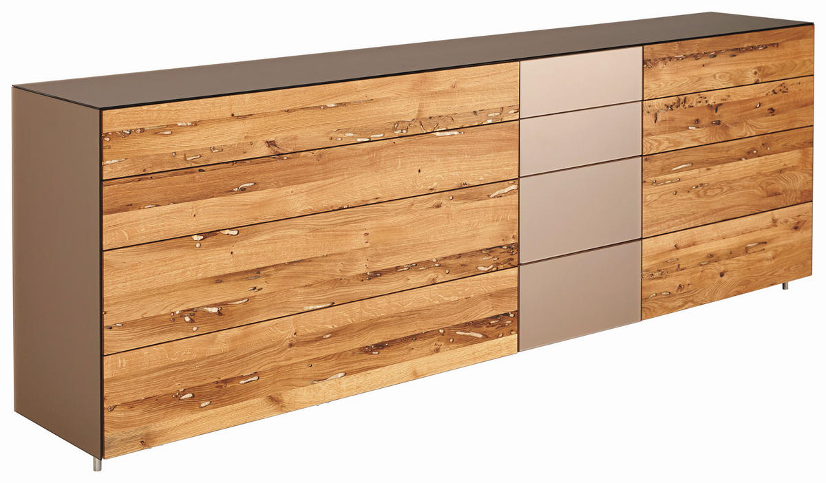 HIGHBOARD  in 121,2/125,4/35,4 cm  - Eichefarben/Bronzefarben, Natur, Glas/Holz (121,2/125,4/35,4cm) - TEAM 7