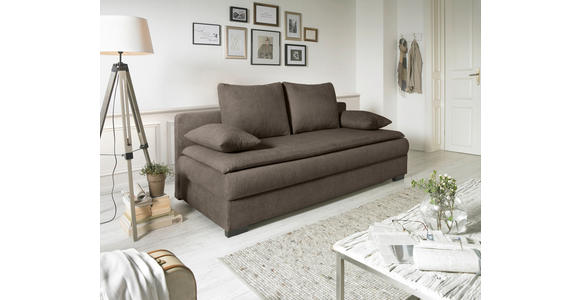 SCHLAFSOFA in Samt Taupe  - Taupe/Schwarz, KONVENTIONELL, Kunststoff/Textil (207/94cm) - Venda