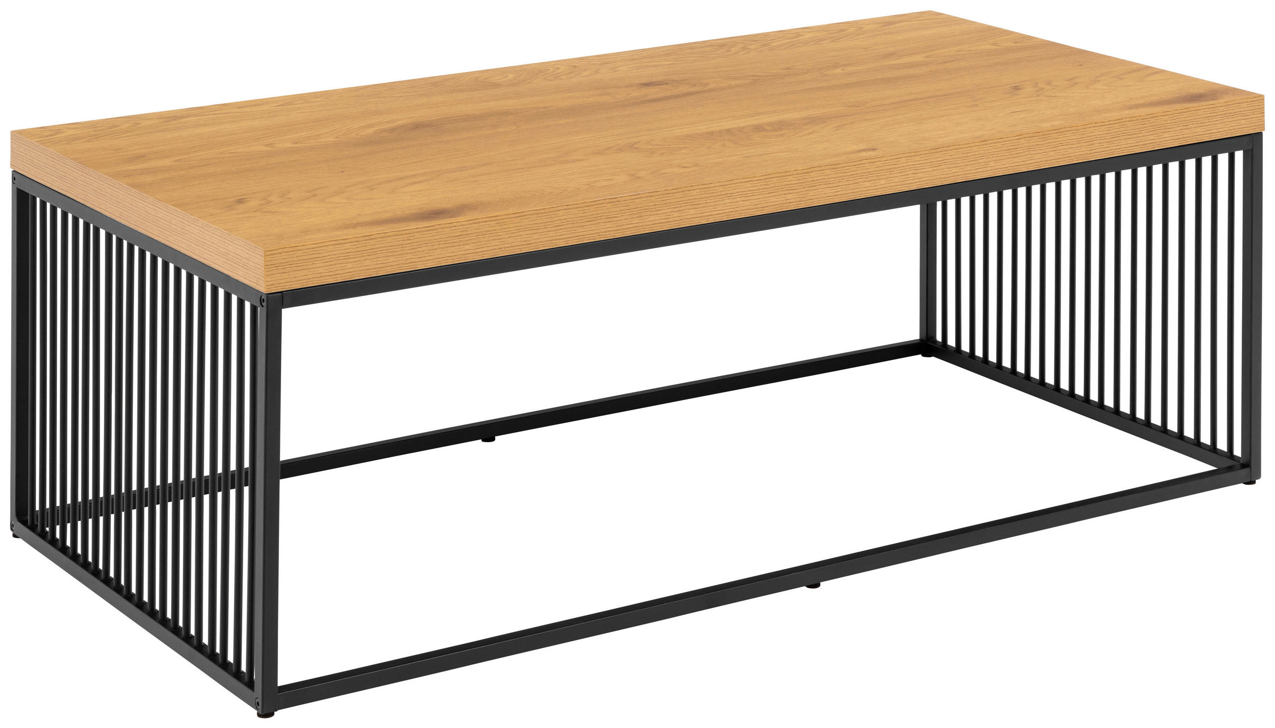 COUCHTISCH in Holzwerkstoff 120/60/40 cm  - Eichefarben/Schwarz, Design, Holzwerkstoff/Metall (120/60/40cm) - Livetastic