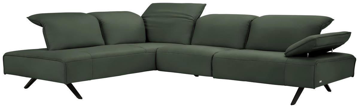 ECKSOFA Echtleder Grün  - Anthrazit/Grün, Design, Leder/Metall (230/290cm) - Johann Jakob