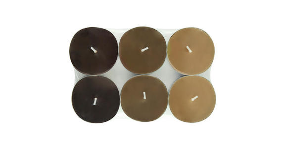 TEELICHTSET 6 Stück  - Cognac/Dunkelbraun, Basics, Naturmaterialien/Paraffin (5,7/1,9cm) - Ambia Home