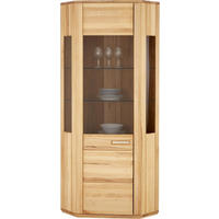 ECKVITRINE  in teilmassiv Kernbuche Buchefarben - Edelstahlfarben/Buchefarben, KONVENTIONELL, Glas/Holz (69/209/69cm) - Novel