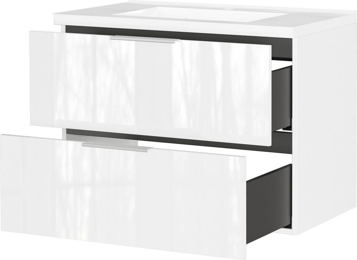 WASCHTISCHKOMBI  - Chromfarben/Weiß, Design, Glas/Keramik (81/61/46cm) - Germania