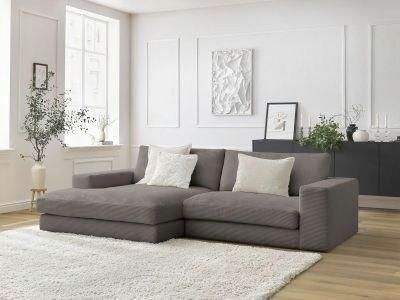 ECKSOFA  LEONARD Taupe Cord  - Taupe/Schwarz, MODERN, Kunststoff/Textil (159/274cm)