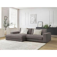 ECKSOFA  LEONARD Taupe Cord  - Taupe/Schwarz, MODERN, Kunststoff/Textil (159/274cm)