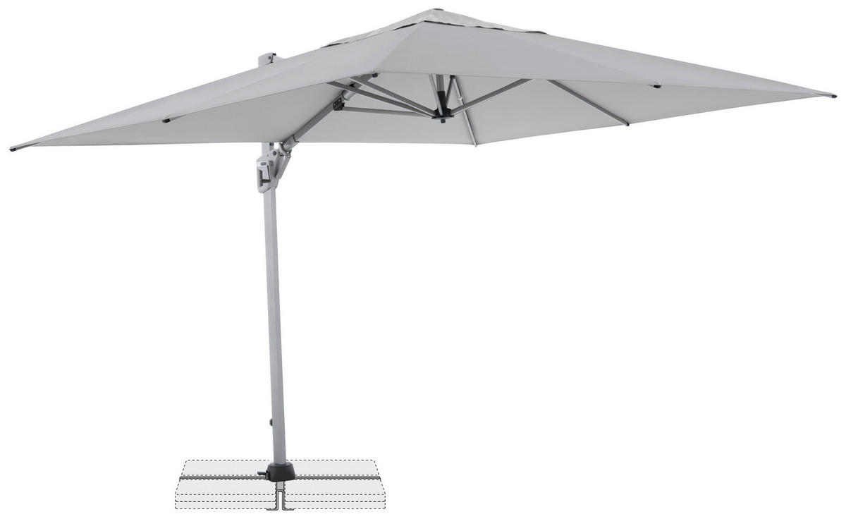 AMPELSCHIRM 350x260 cm Hellgrau  - Silberfarben/Hellgrau, Basics, Textil/Metall (350/260cm) - Doppler