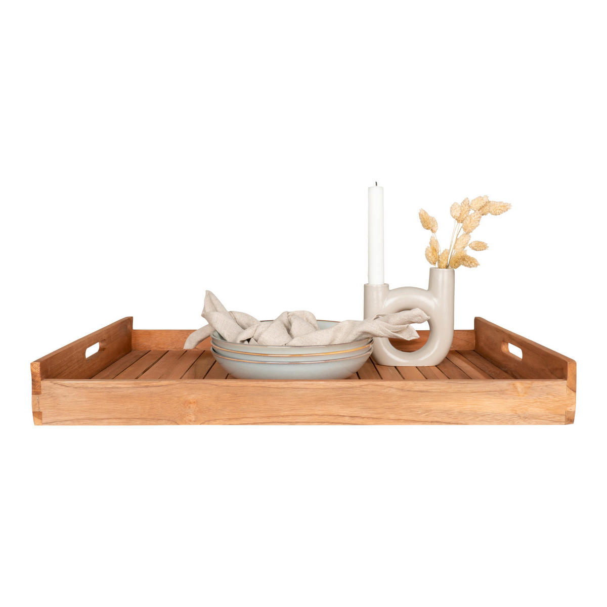 SERVERINGSBRICKA SET     - teakfärg, Design, trä (38/7/58cm)