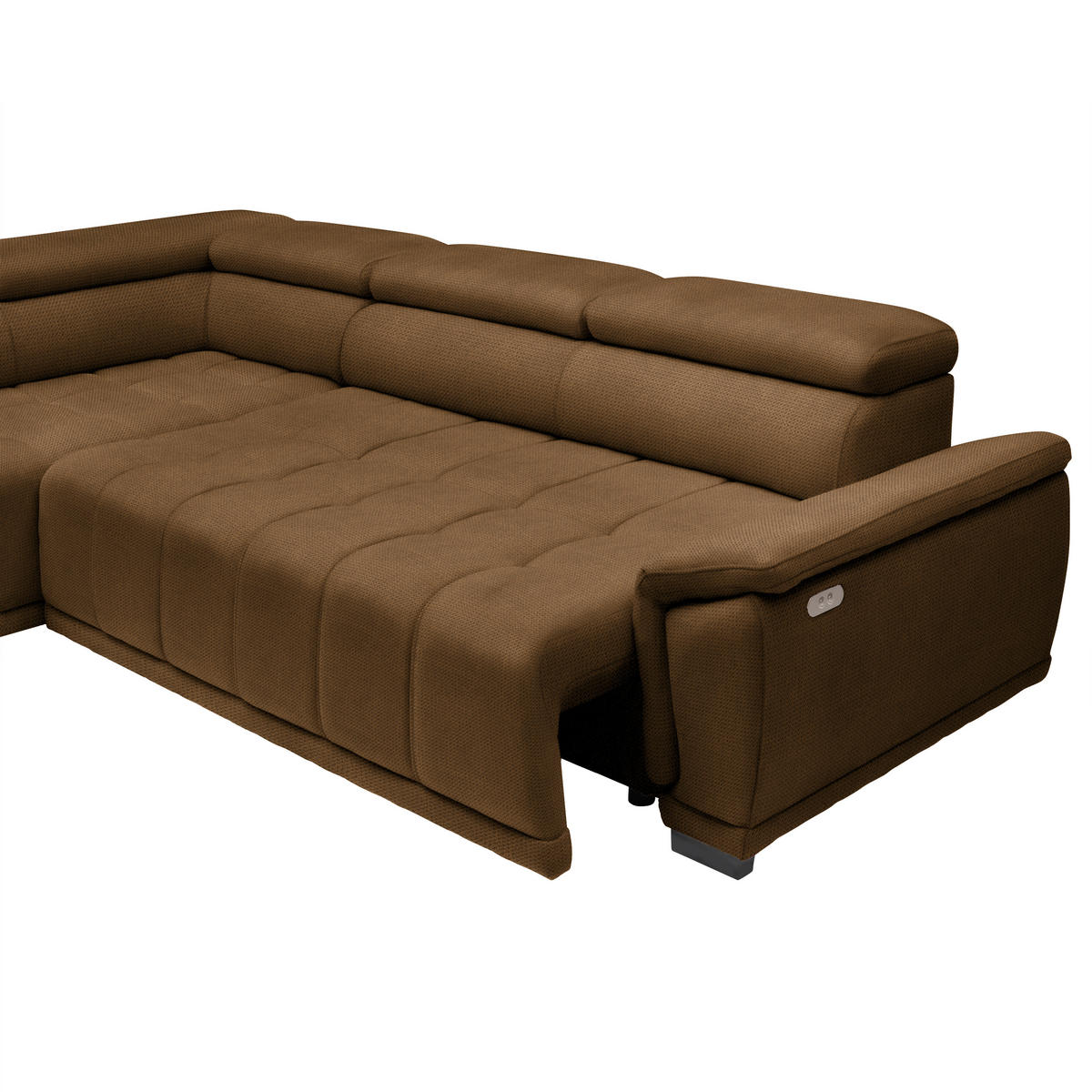 HÖRNSOFFA i chenille, vävt tyg rostfärgad  - svart/rostfärgad, Modern, textil/plast (106/283cm) - MID.YOU