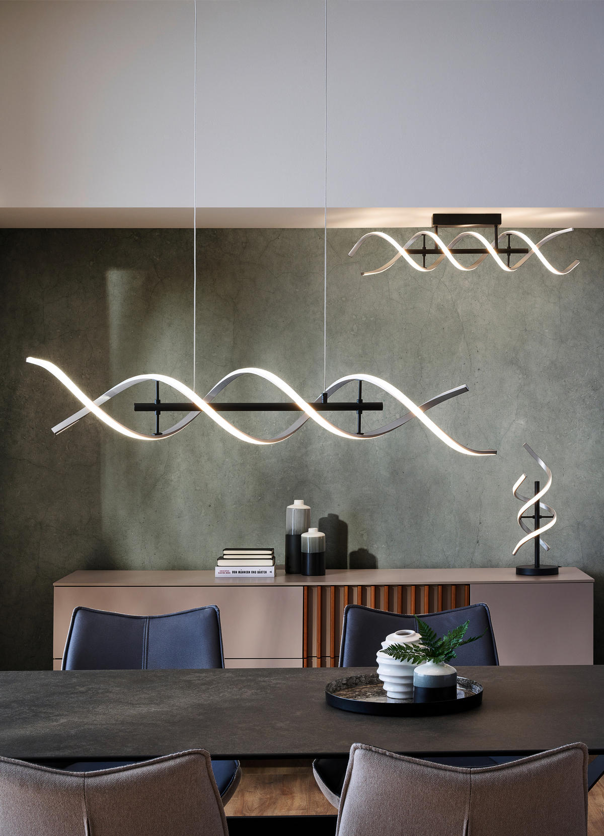 LED-HÄNGELEUCHTE 104,5/16/150 cm    - Schwarz/Alufarben, Design, Metall (104,5/16/150cm)