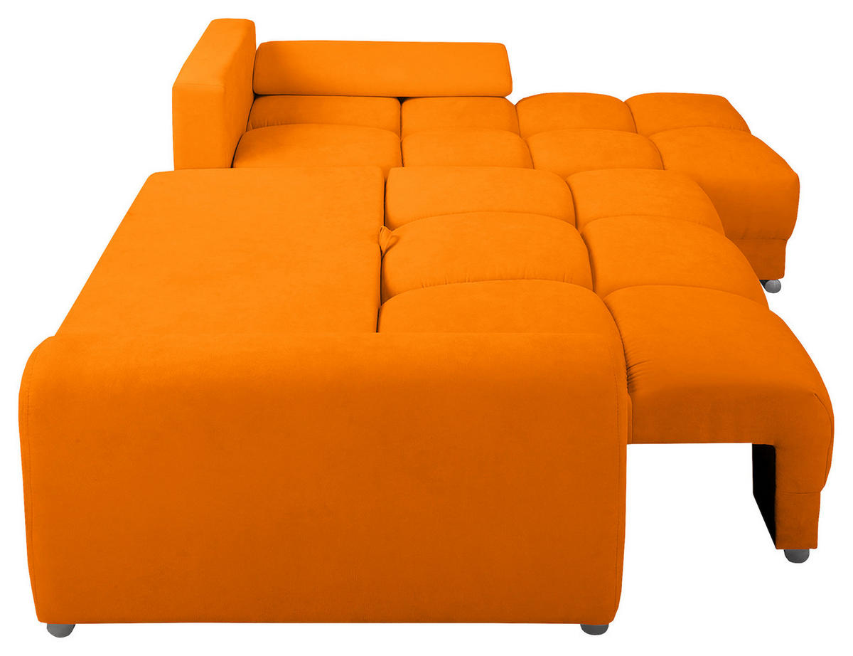 ECKSOFA in Mikrofaser Gelb  - Gelb/Silberfarben, Design, Textil/Metall (256/175cm) - Livetastic