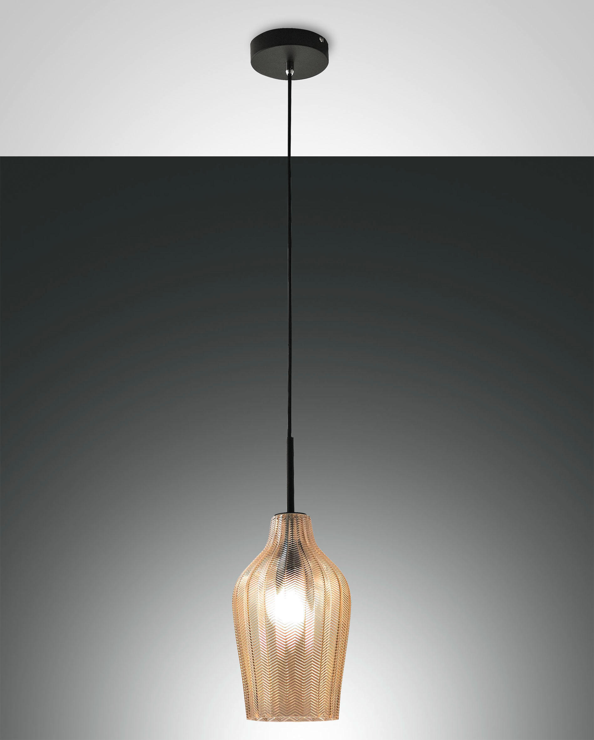 PENDELLEUCHTE Stintino 18/200 cm   - Champagner/Schwarz, Design, Glas/Metall (18/200cm) - Fabas Luce