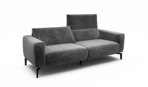 2,5-SITZER Samt Anthrazit  - Anthrazit/Schwarz, Design, Textil/Metall (220/86/86-94cm) - SENSOO