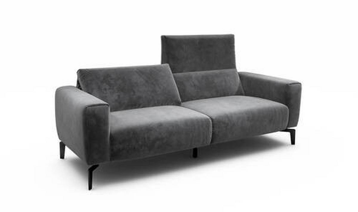 2,5-SITZER in Samt Anthrazit  - Anthrazit/Schwarz, Design, Textil/Metall (220/86/86-94cm) - SENSOO