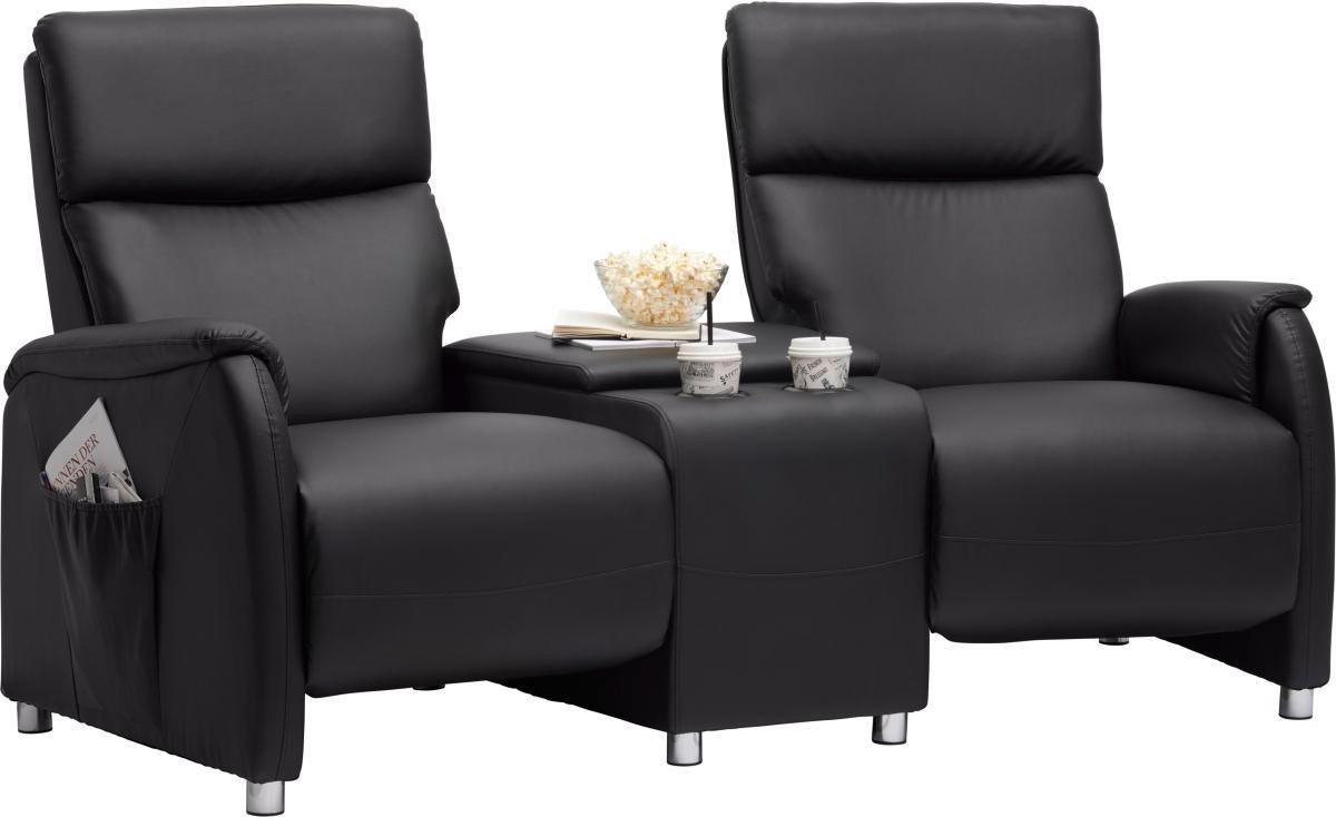 HEIMKINO-SOFA Lederlook Schwarz  - Schwarz, Design, Kunststoff/Textil (186/104/90cm) - Livetastic