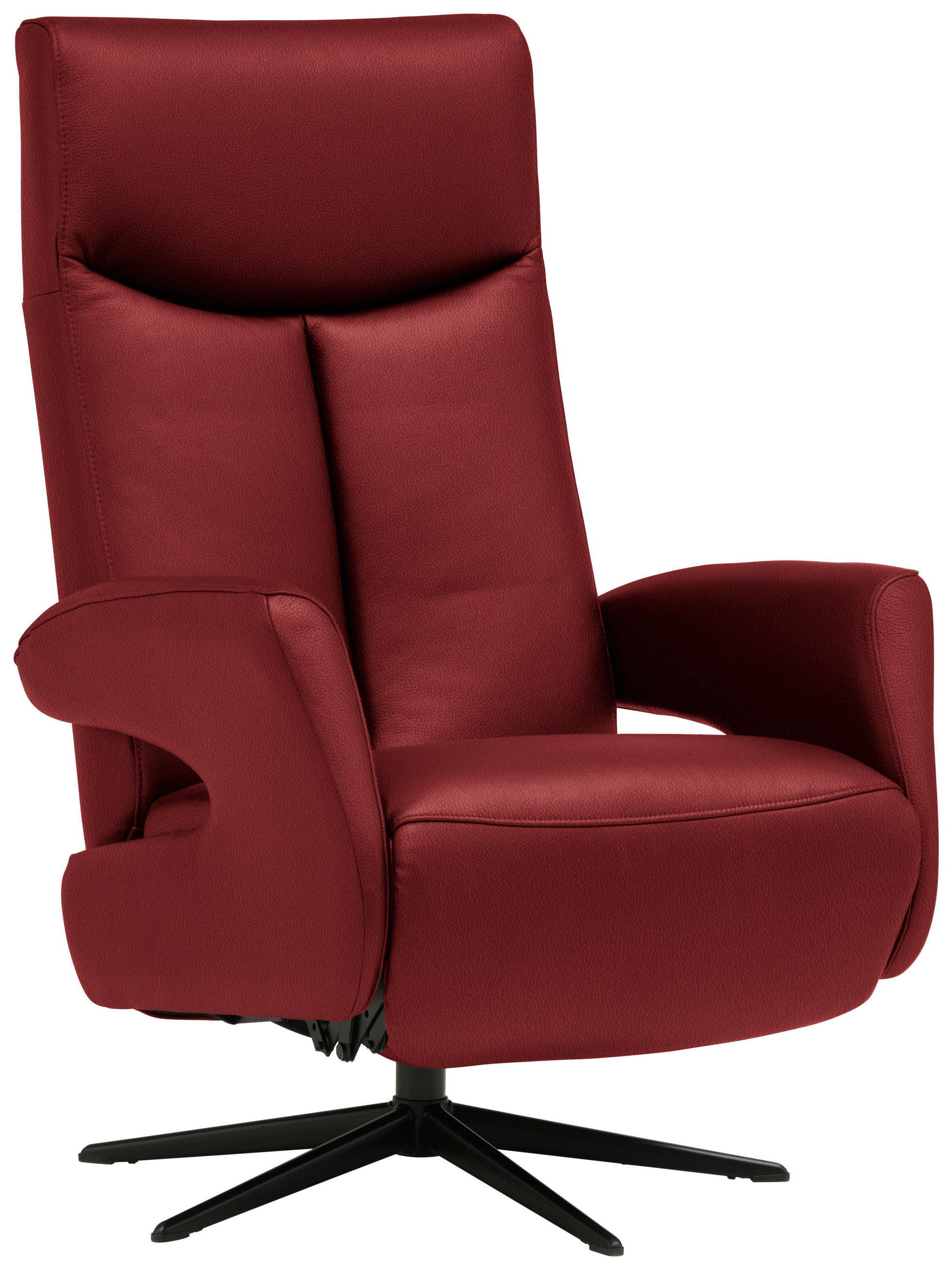 RELAXSESSEL in Leder Rot  - Rot/Schwarz, Design, Leder/Metall (74/105/82cm) - Welnova