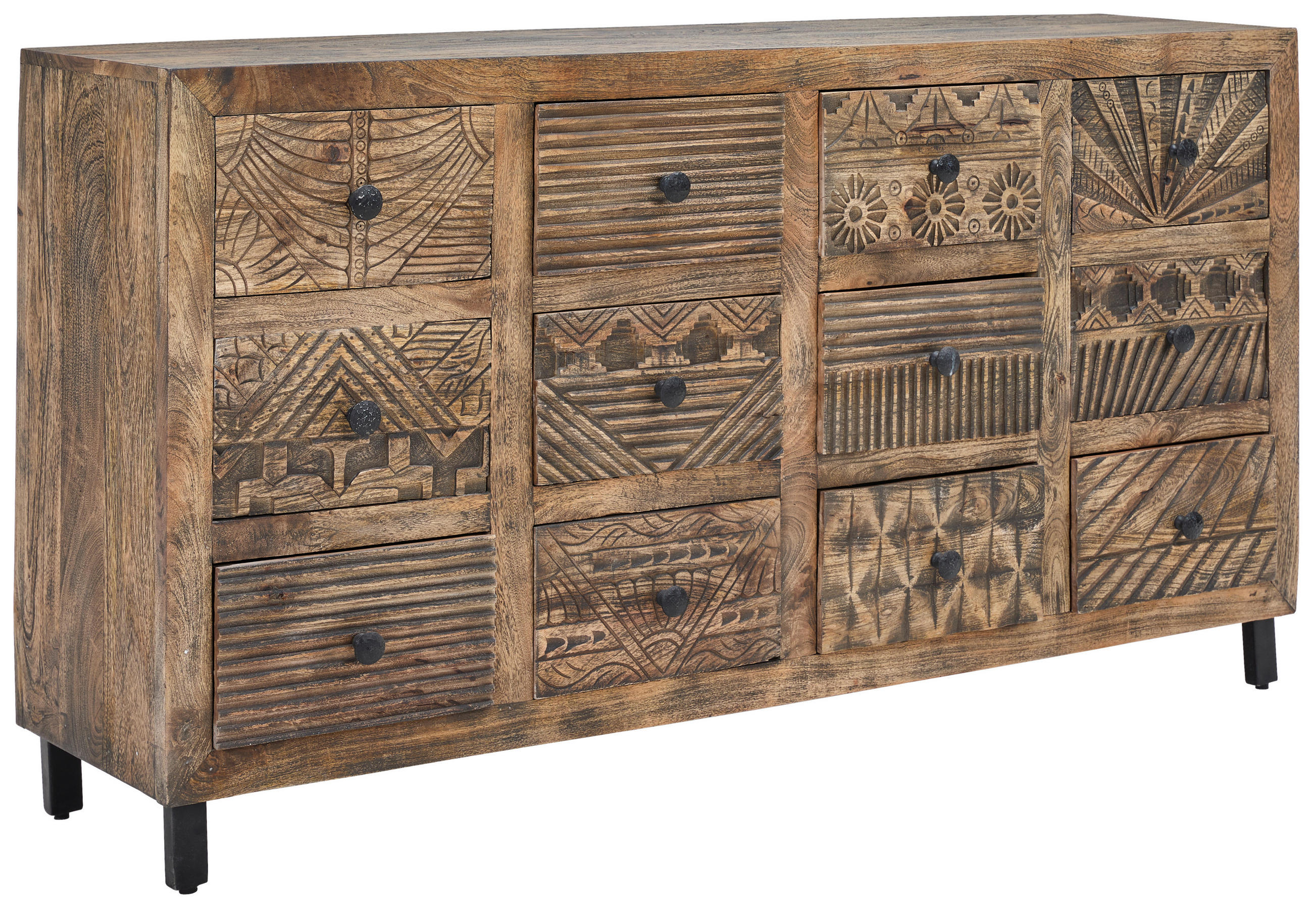 Milino Sideboard Natur, Schwarz 160x86x40 cm