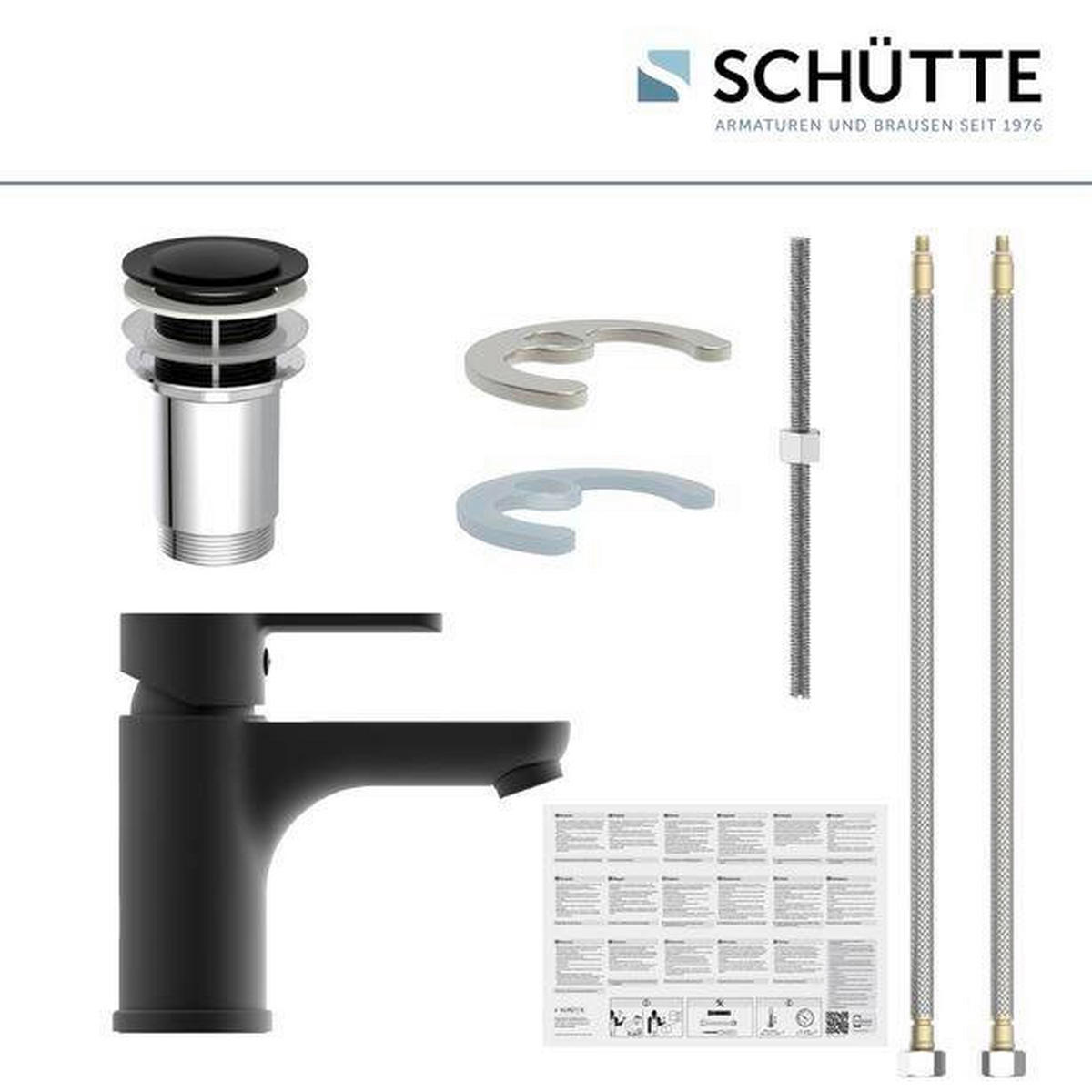 WASCHTISCHARMATUR 44106  - Schwarz, KONVENTIONELL, Metall (5,0/13,0/14,5cm) - Schütte