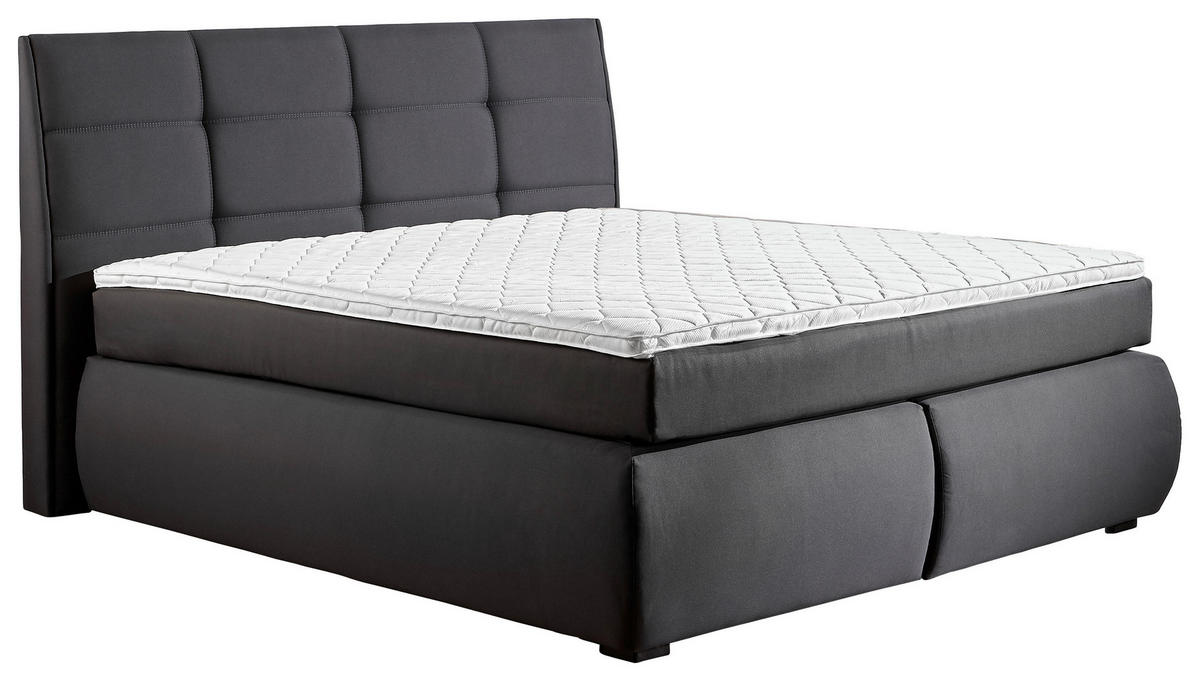 BOXSPRINGBETT 160/200 cm  in Anthrazit  - Wengefarben/Anthrazit, Konventionell, Holz/Textil (160/200cm) - Xora
