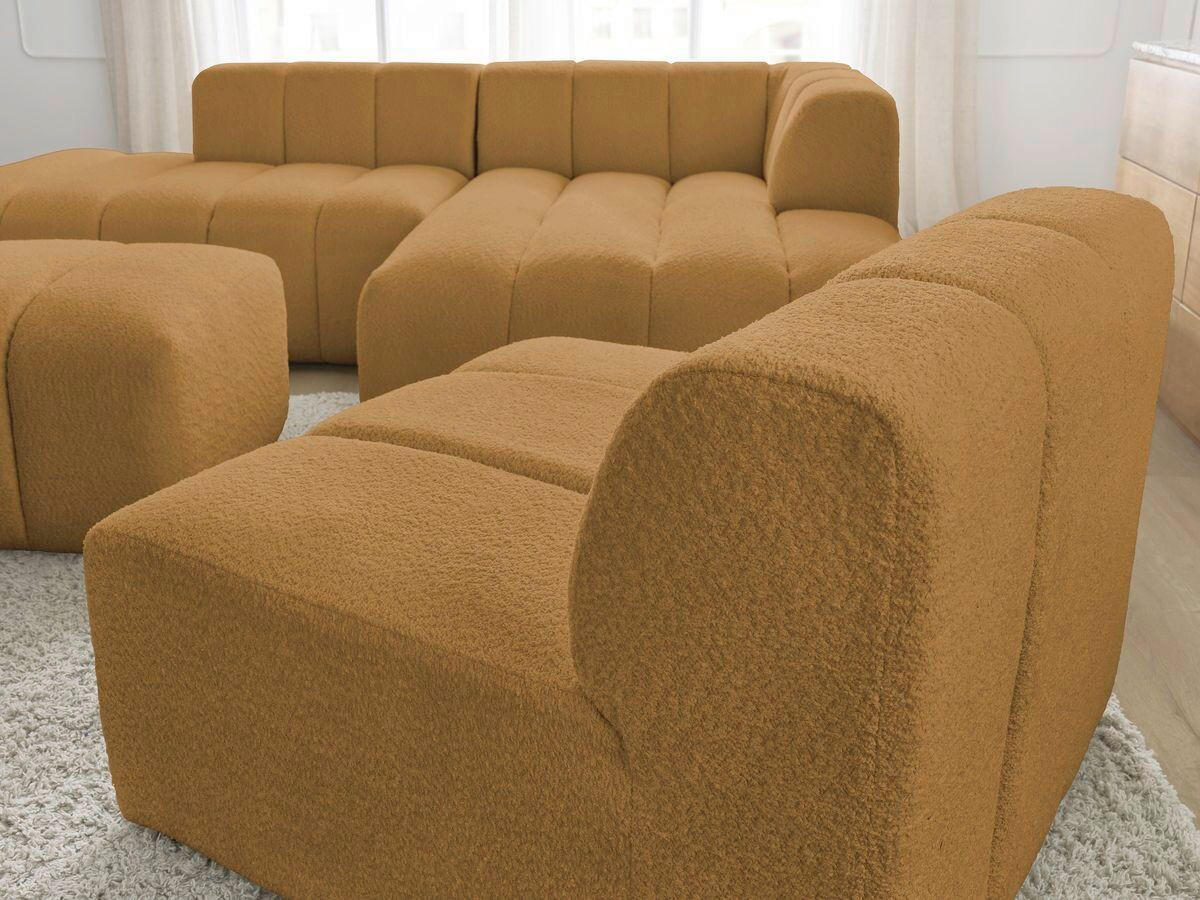 ECKSOFA Ottomane rechts  ANNECY Gelb Bouclé  - Gelb/Schwarz, MODERN, Kunststoff/Textil (262/170cm)