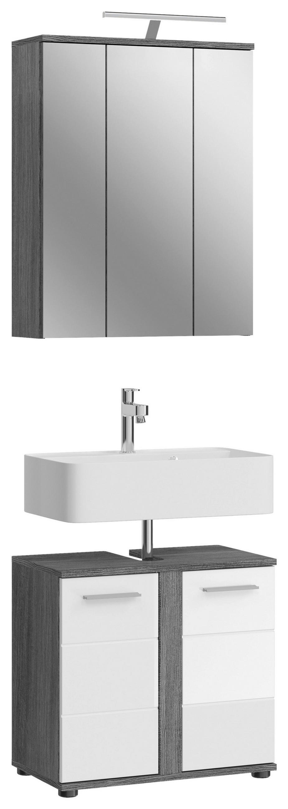 KOUPELNA vysoce lesklá bílá  - barvy stříbra/černá, Moderní, kompozitní dřevo/plast (60cm) - MID.YOU