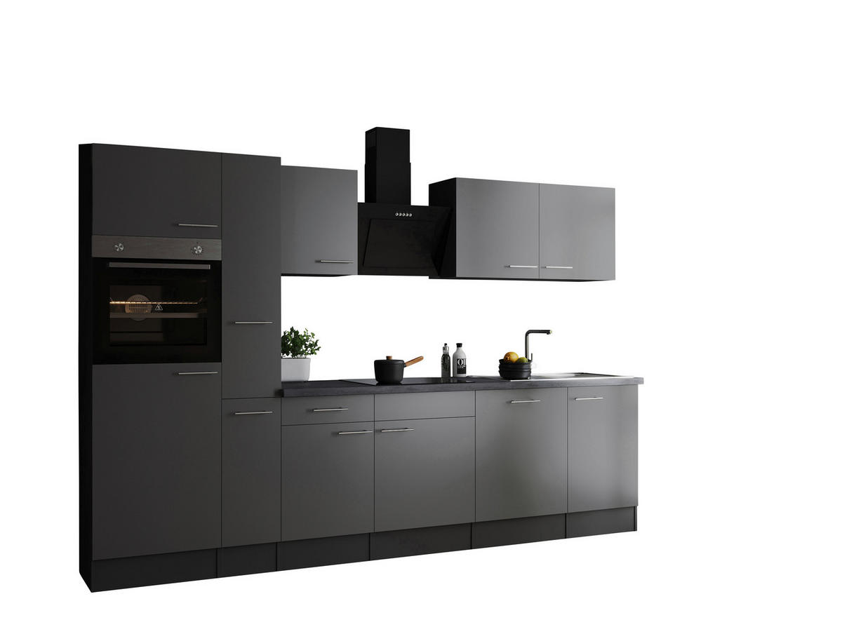 KÜCHENBLOCK 310 cm   in Grau  - Silberfarben/Grau, Design, Holzwerkstoff/Metall (310cm) - Respekta