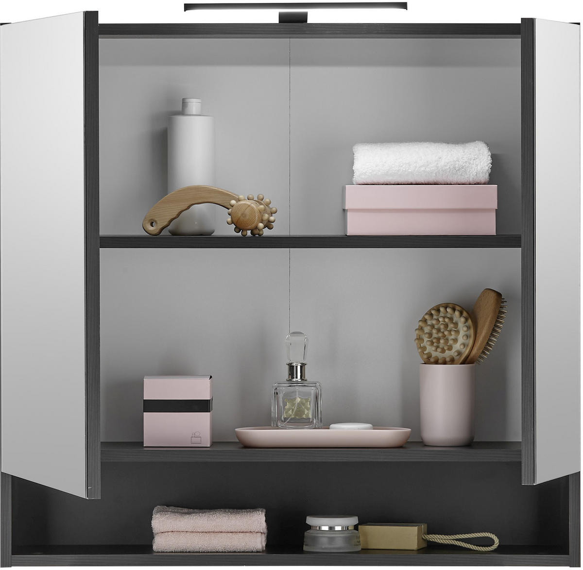 SPIEGELSCHRANK 80/75/22 cm  - Schwarz, KONVENTIONELL, Glas/Holzwerkstoff (80/75/22cm) - Xora