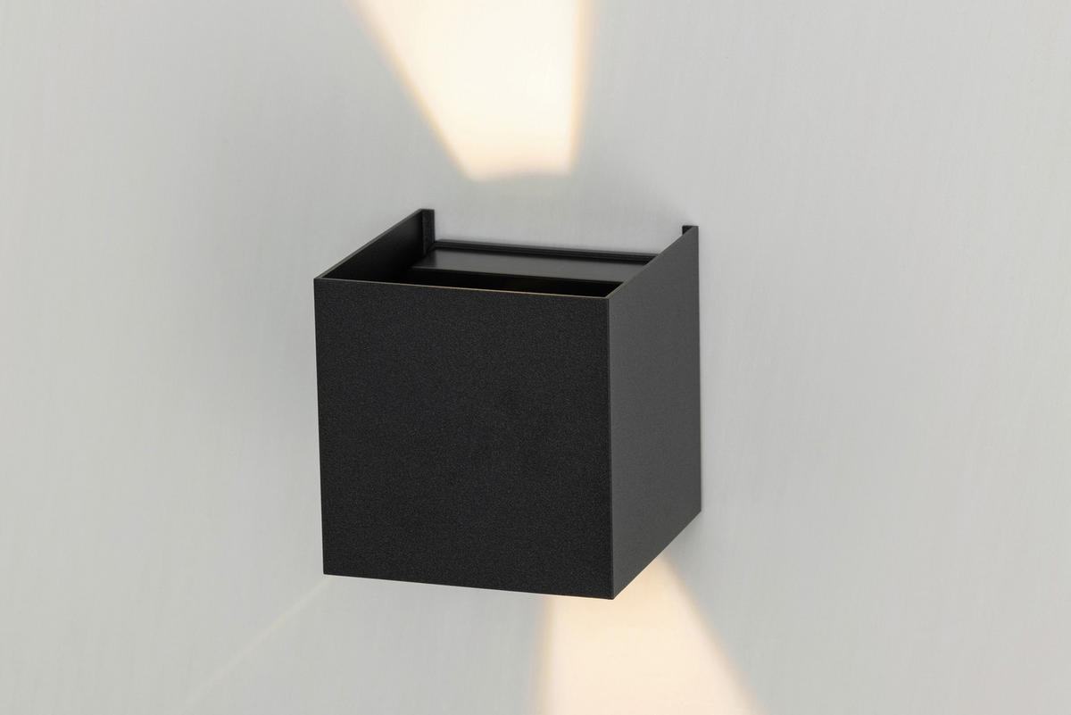 LED-WANDLEUCHTE 10/10/10 cm   - Schwarz, Basics, Kunststoff/Metall (10/10/10cm) - Novel